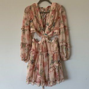 L'atiste by Amy Pink Floral Tie Back Cutout Mini Dress